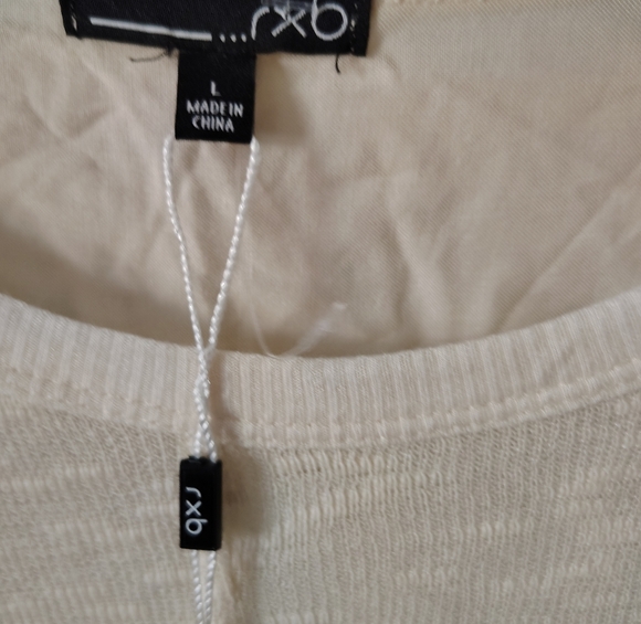 👚NWT  rbx  Ivory Multi Textured Long Sleeve Blouse L - Picture 3 of 10